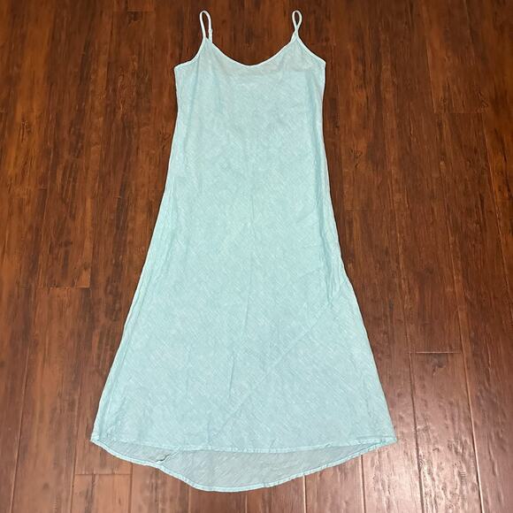 THE SLEEP SHIRT Maxi Slip Dress Light Blue Linen Spaghetti Strap - Picture 3 of 12